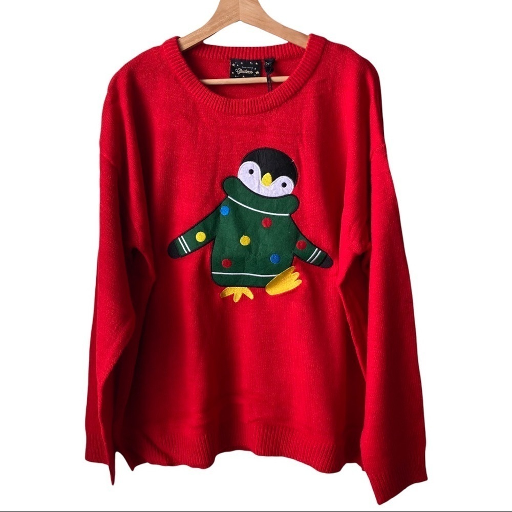 ASOS 🐧(Brave Soul) Plus Size Size US:16 Cute Red christmas Penguin sweat